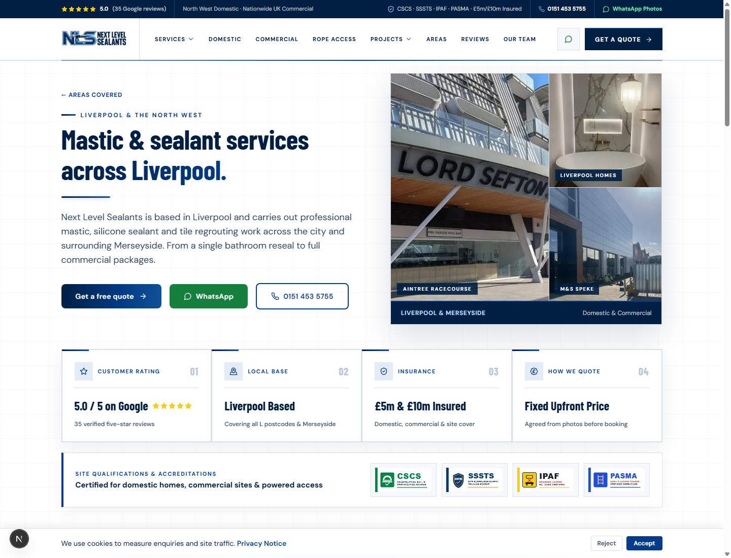 Next Level Sealants local SEO hub example for Formby